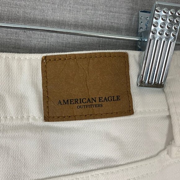 American Eagle Jean Skirt Distressed White Denim Mini Size 00 - Picture 4 of 10
